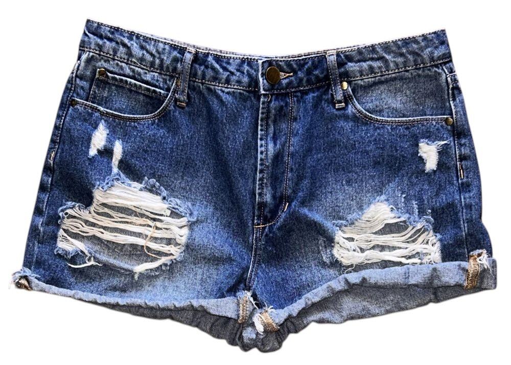 Articles of Society Meredith Distressed High-Rise Cutoff Denim Shorts 29X3